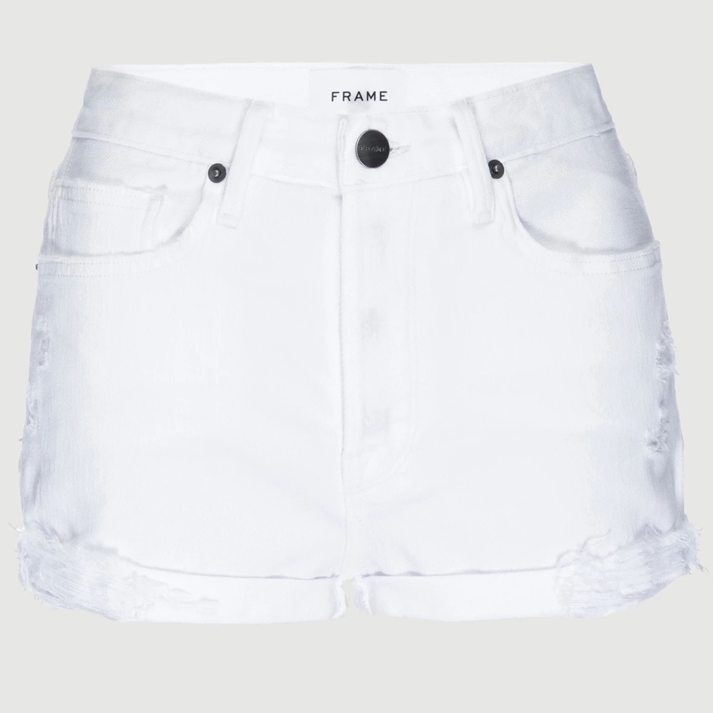 FRAME white denim shorts